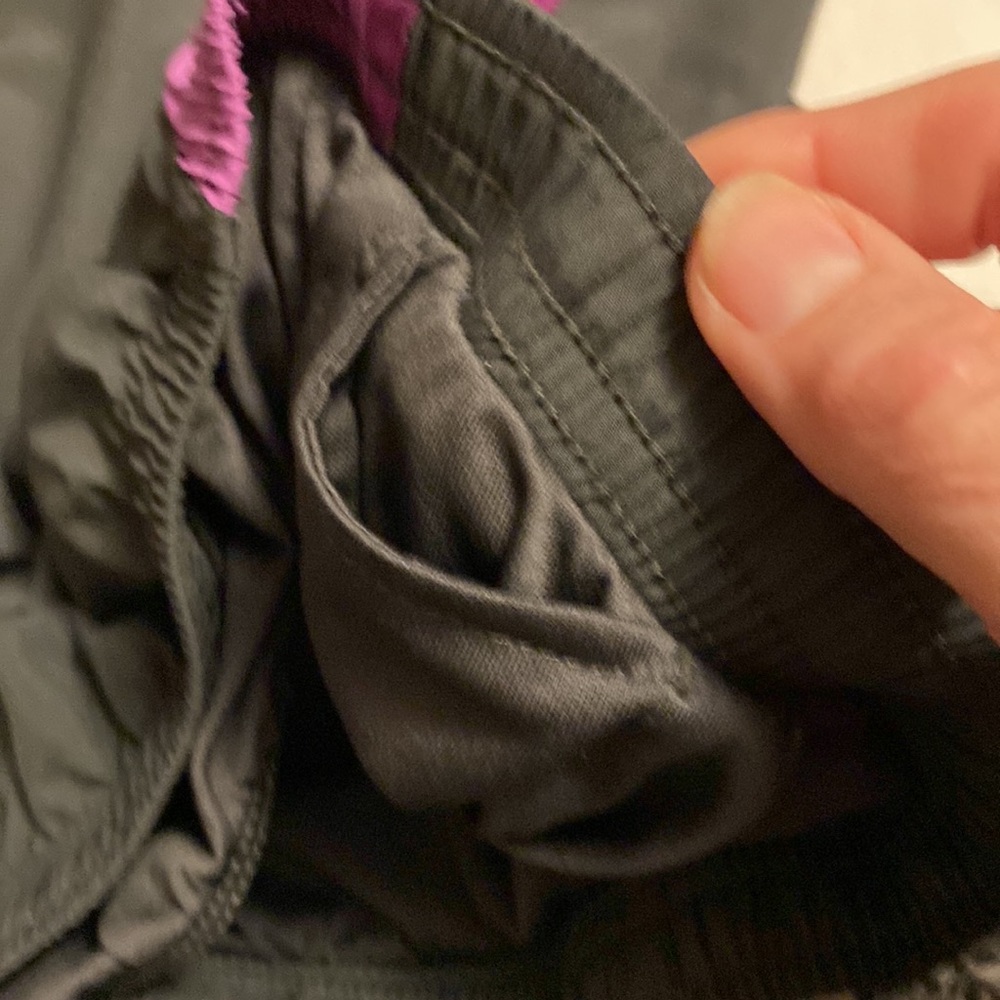 Nike Women's Tempo Running Shorts Dark Gray / Purple on side. Size M Dri Fit - Picture 7 of 7